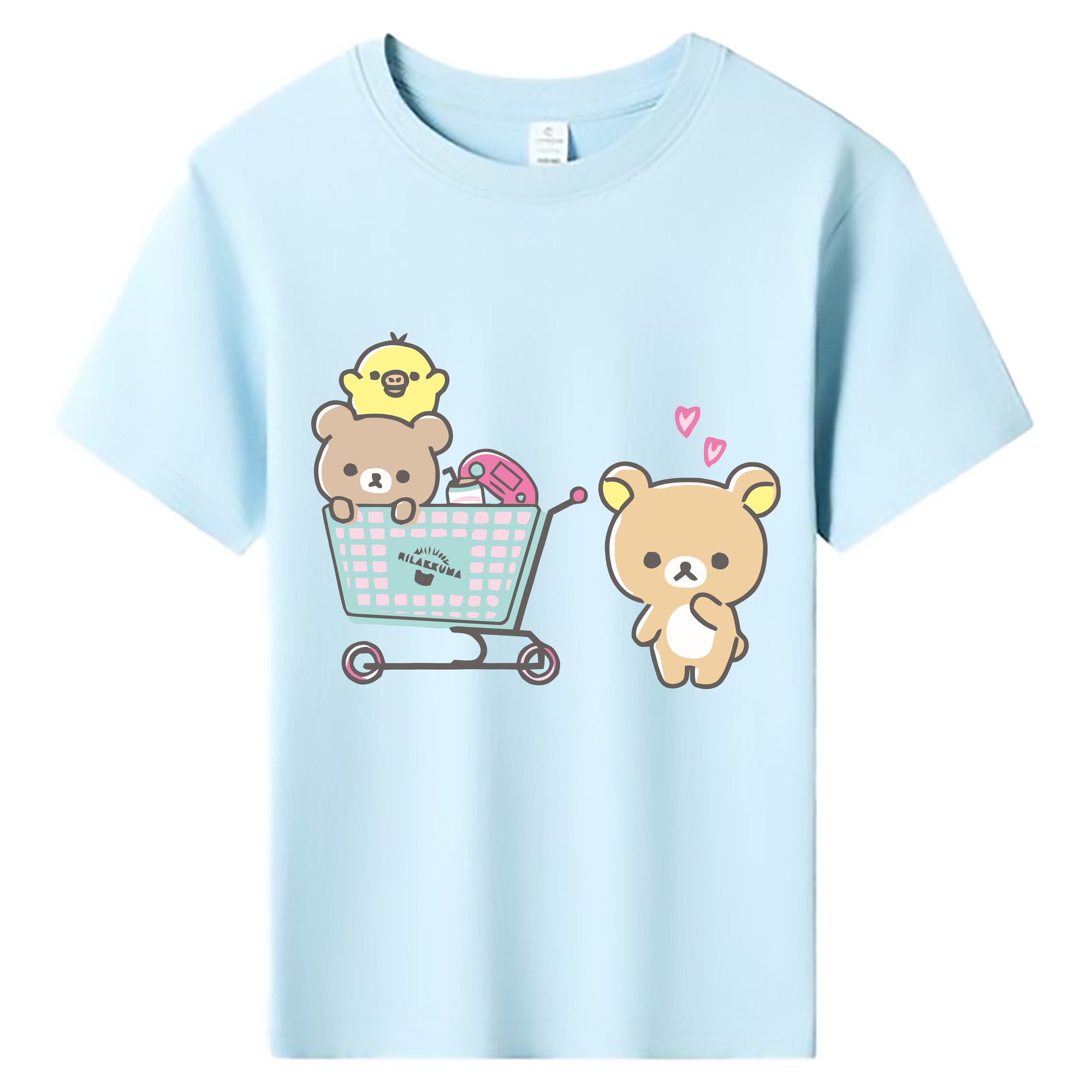 （画像用） リラックマ リラックマ キイロイトリ Rilakkuma Korilakkuma Kiiroitori 綿100％キッズTシャツ（フロントプリント）